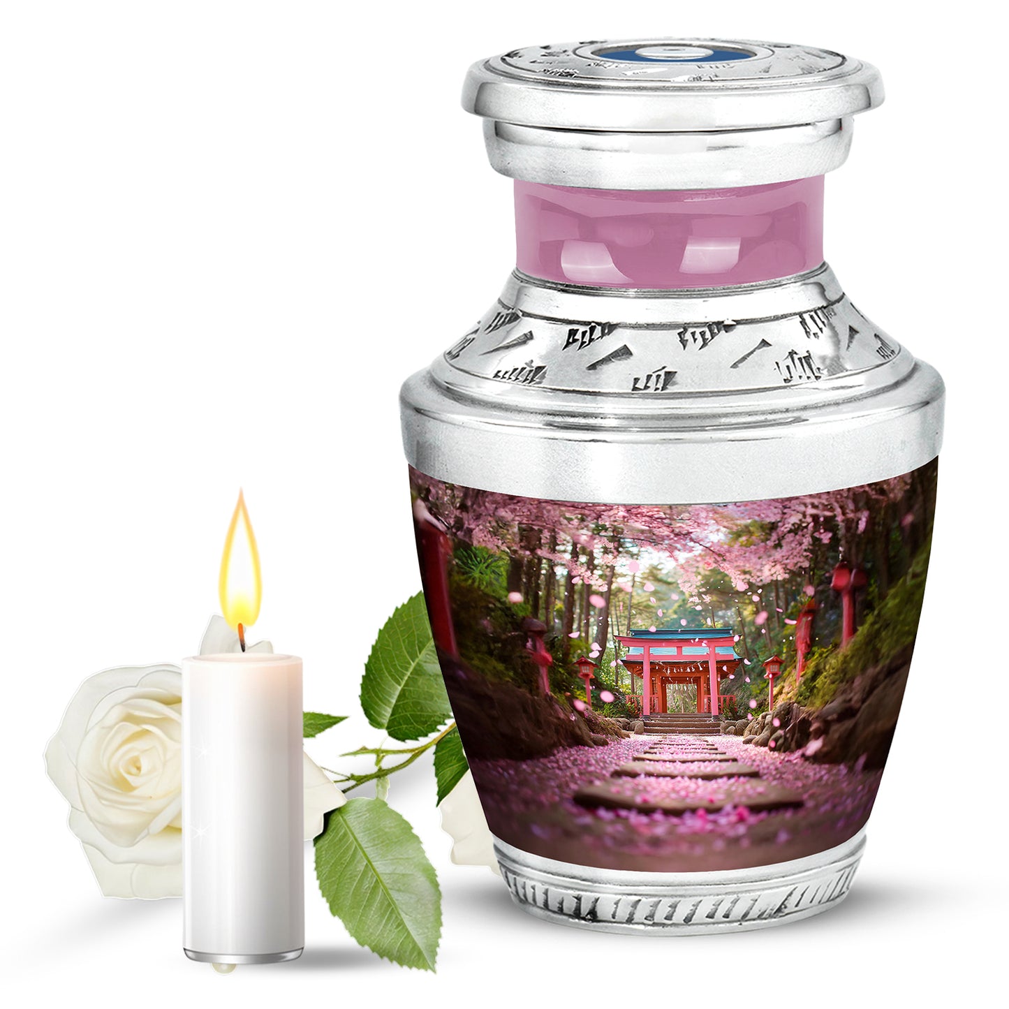 Gold Serene Cherry Blossom Memorial Urn for Ashes - Yatskia