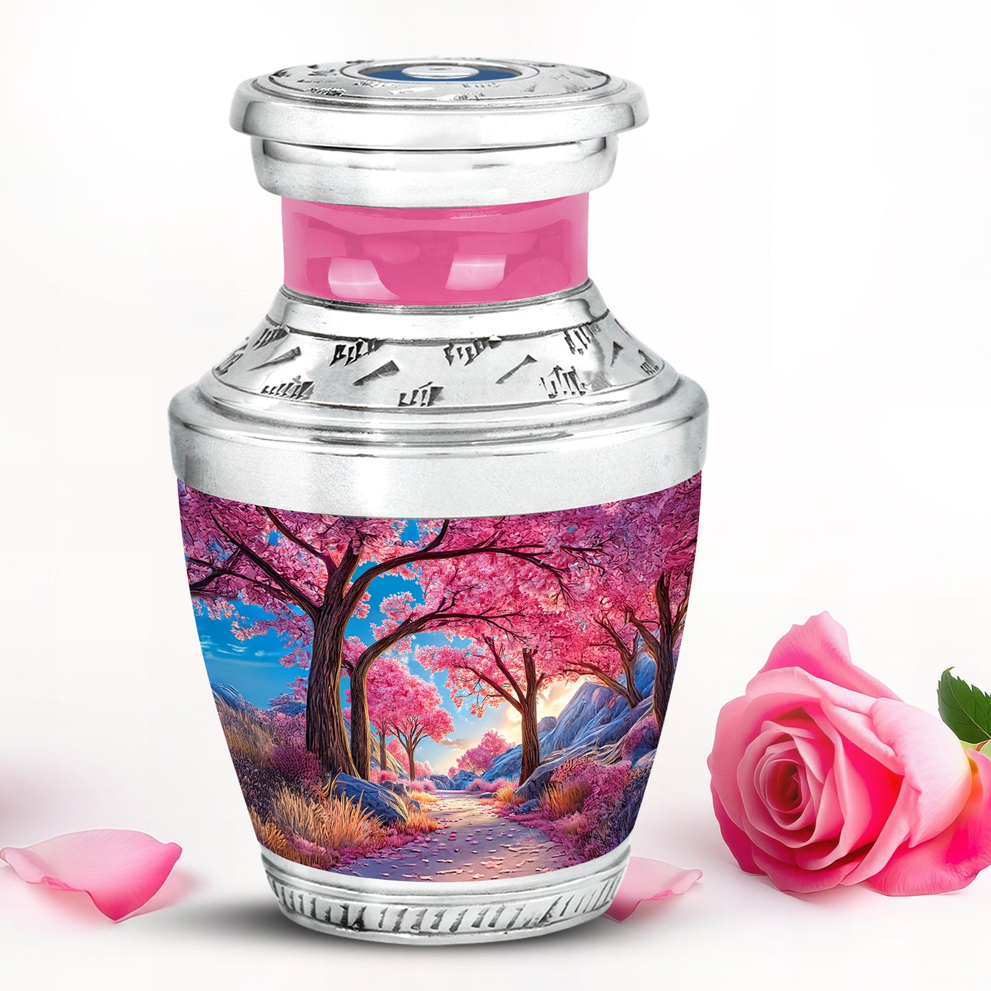 Personalized Refined Cherry Blossom Cremation Urns - Blue - Yatskia