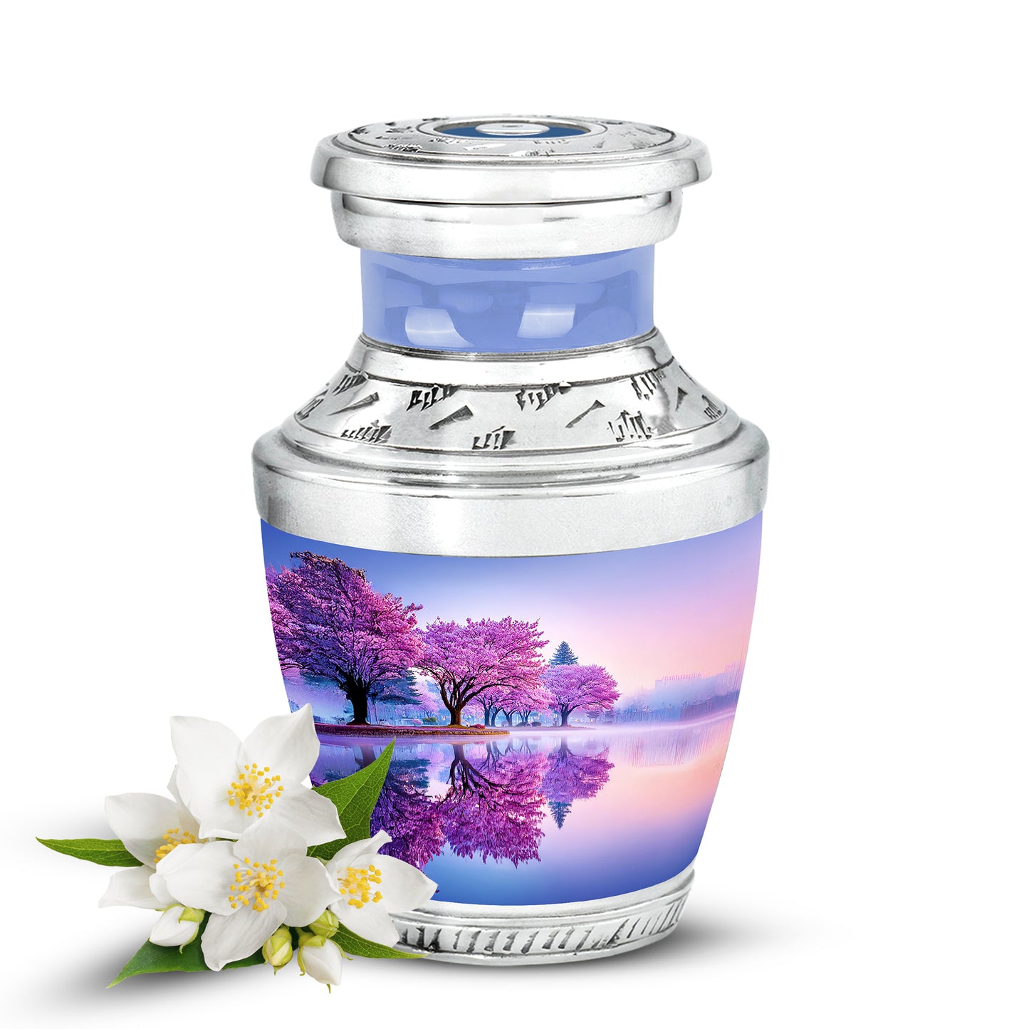 Lustrous Cherry Blossom Cremation Urns for Human Ashes - White - Yatskia