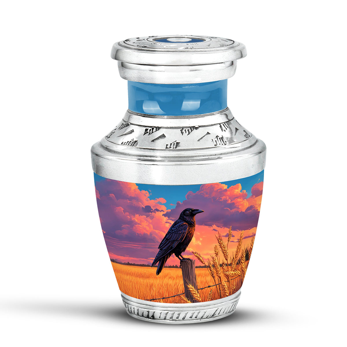Personalized Blue Heavenly Crow Cremation Urns for Human Ashes - Yatskia
