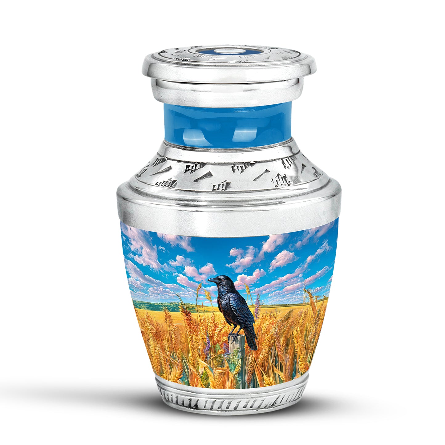Personalized Blue Steadfast Crow Cremation Urns for Human Ashes - Yatskia