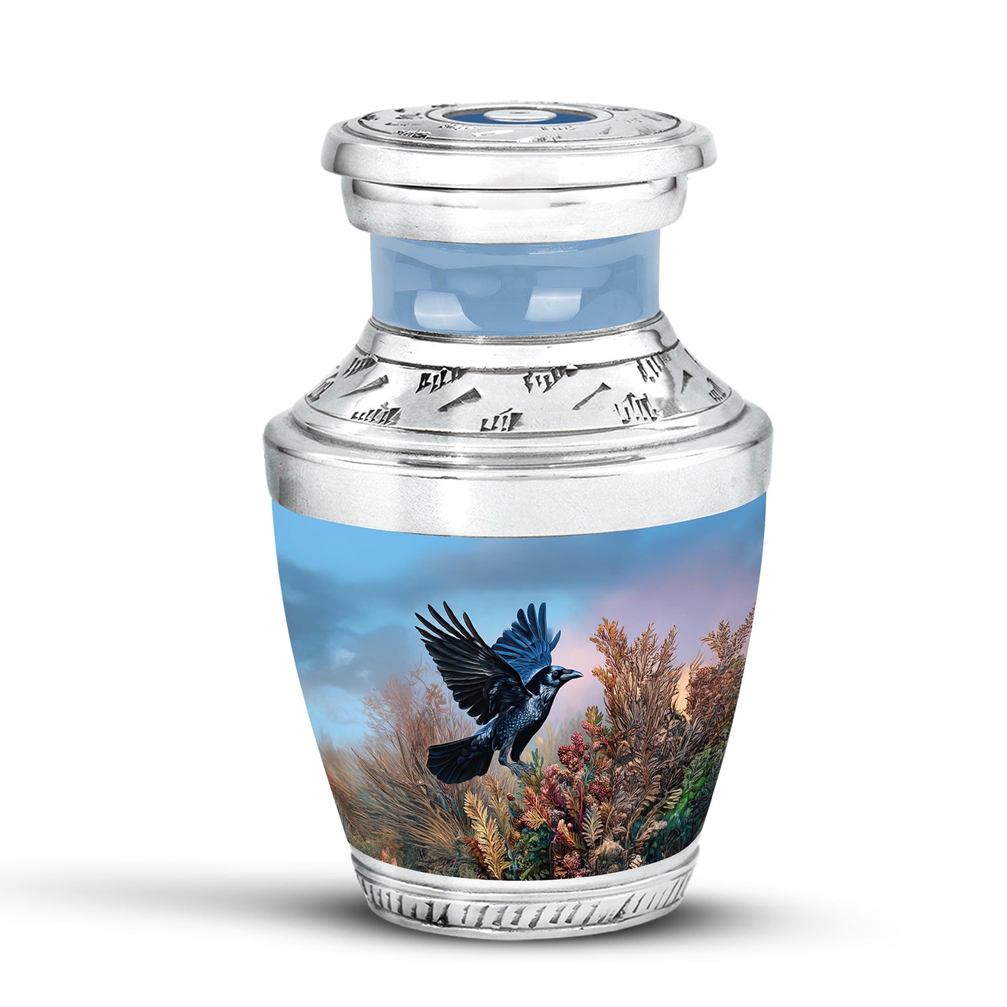 Illustrious Crow Memorial Cremation Urns - Blue - Yatskia