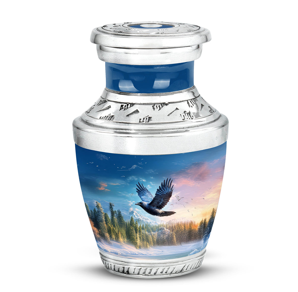 Blessed Crow Cremation Urns for Human Ashes - Blue - Yatskia