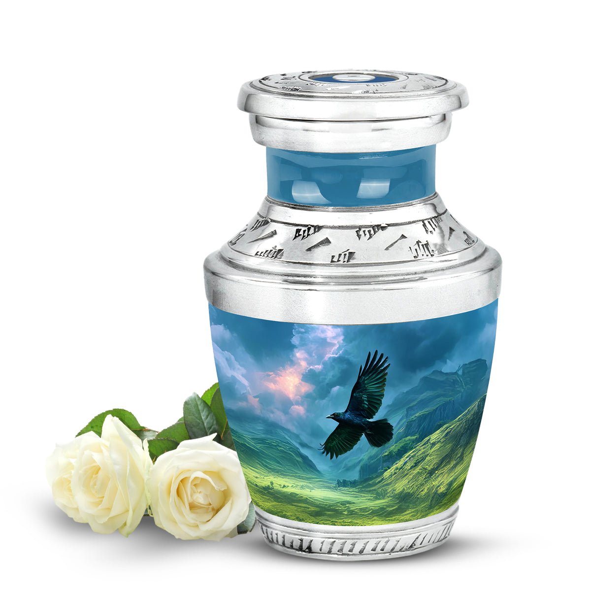Harmonious Crow Cremation Urns for Human Ashes - Blue - Yatskia