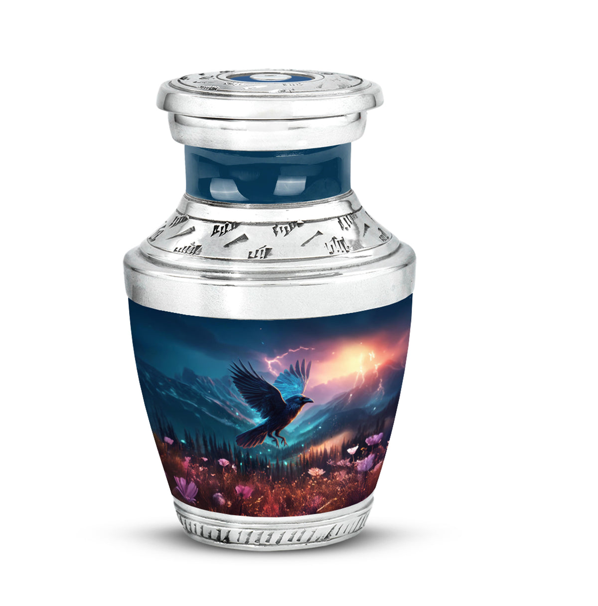 Blue Stately Crow Cremation Urns for Human Ashes - Yatskia