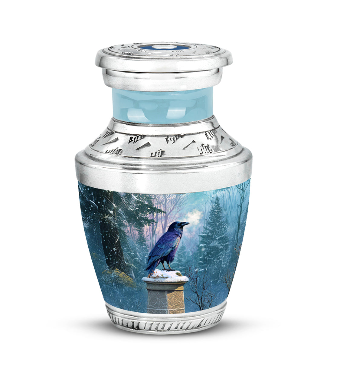 Personalized Crow Cremation Urns - Soothing Blue - Yatskia