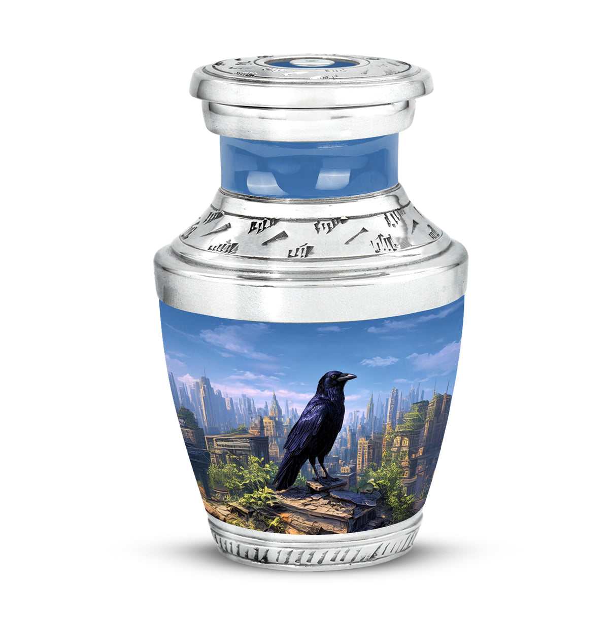 Personalized Crow Cremation Urns - Tranquil Blue - Yatskia