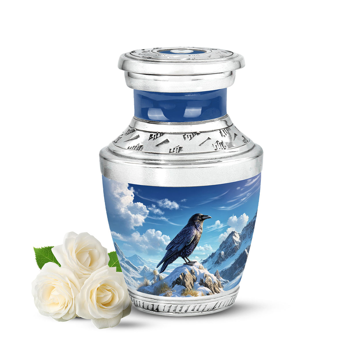 Blue Treasured Crow Cremation Urns for Human Ashes - Yatskia