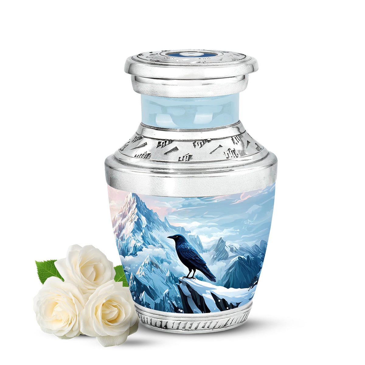 Ethereal Crow Memorial Cremation Urns - Blue - Yatskia