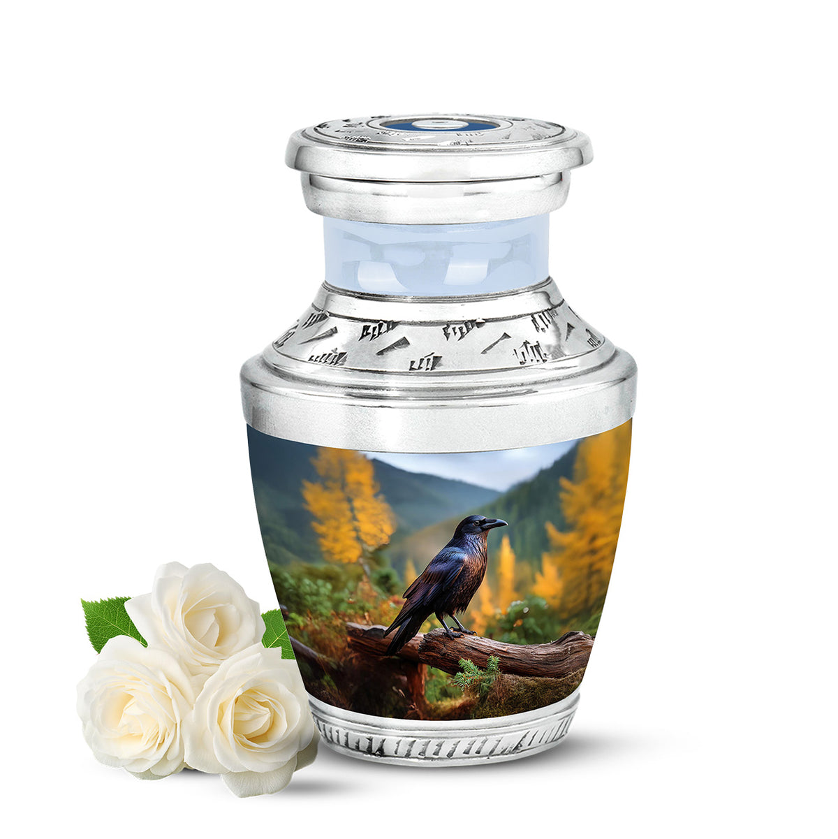 Illustrious Crow Memorial Cremation Urns - Blue - Yatskia