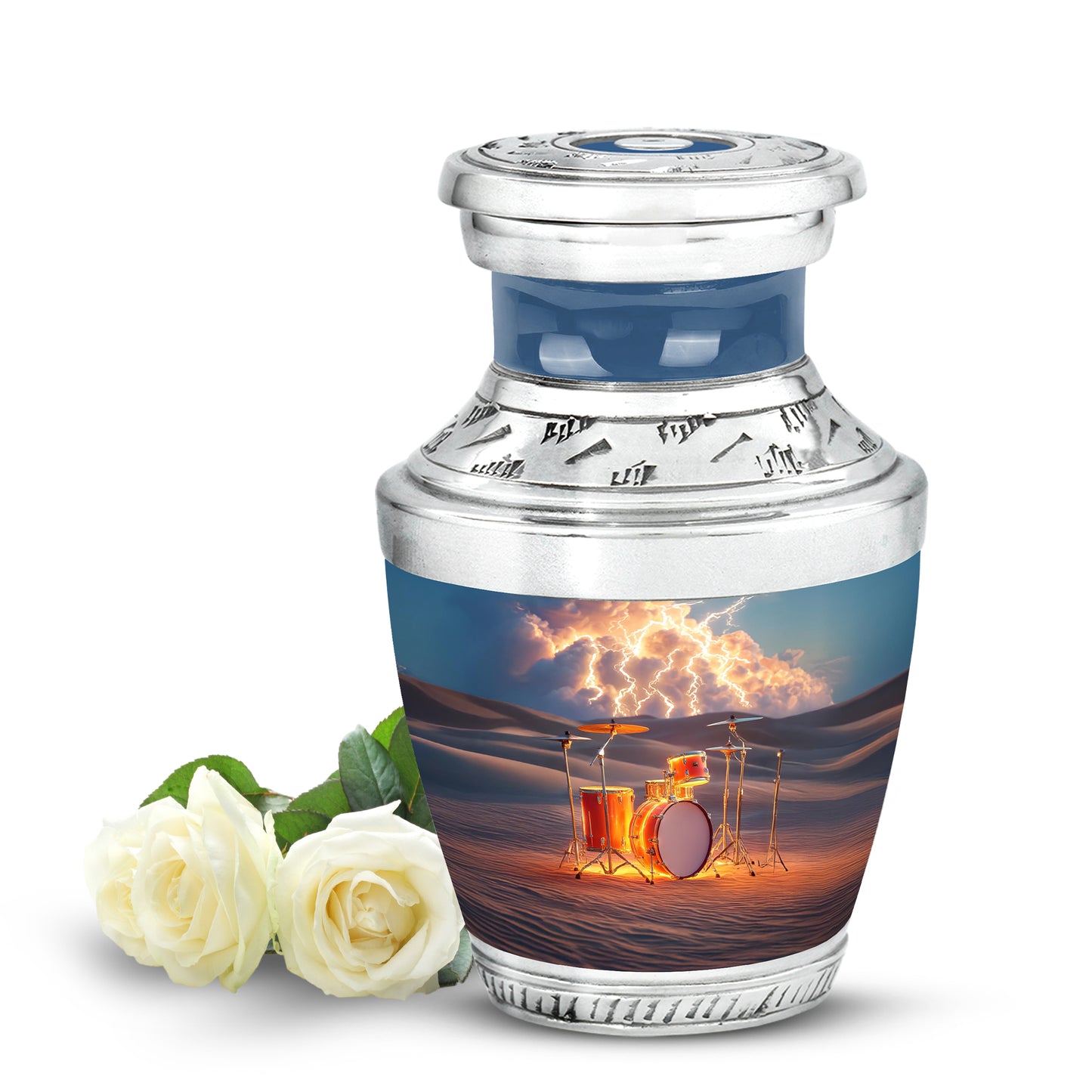Personalized Drums Cremation Urns - Tranquil Gray 10-inch, 200 cu in - Yatskia