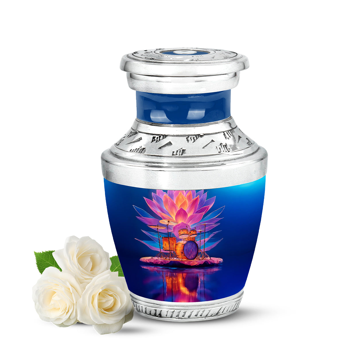 Personalized Drums Cremation Urns - Soothing Blue 10-inch, 200 cu in - Yatskia