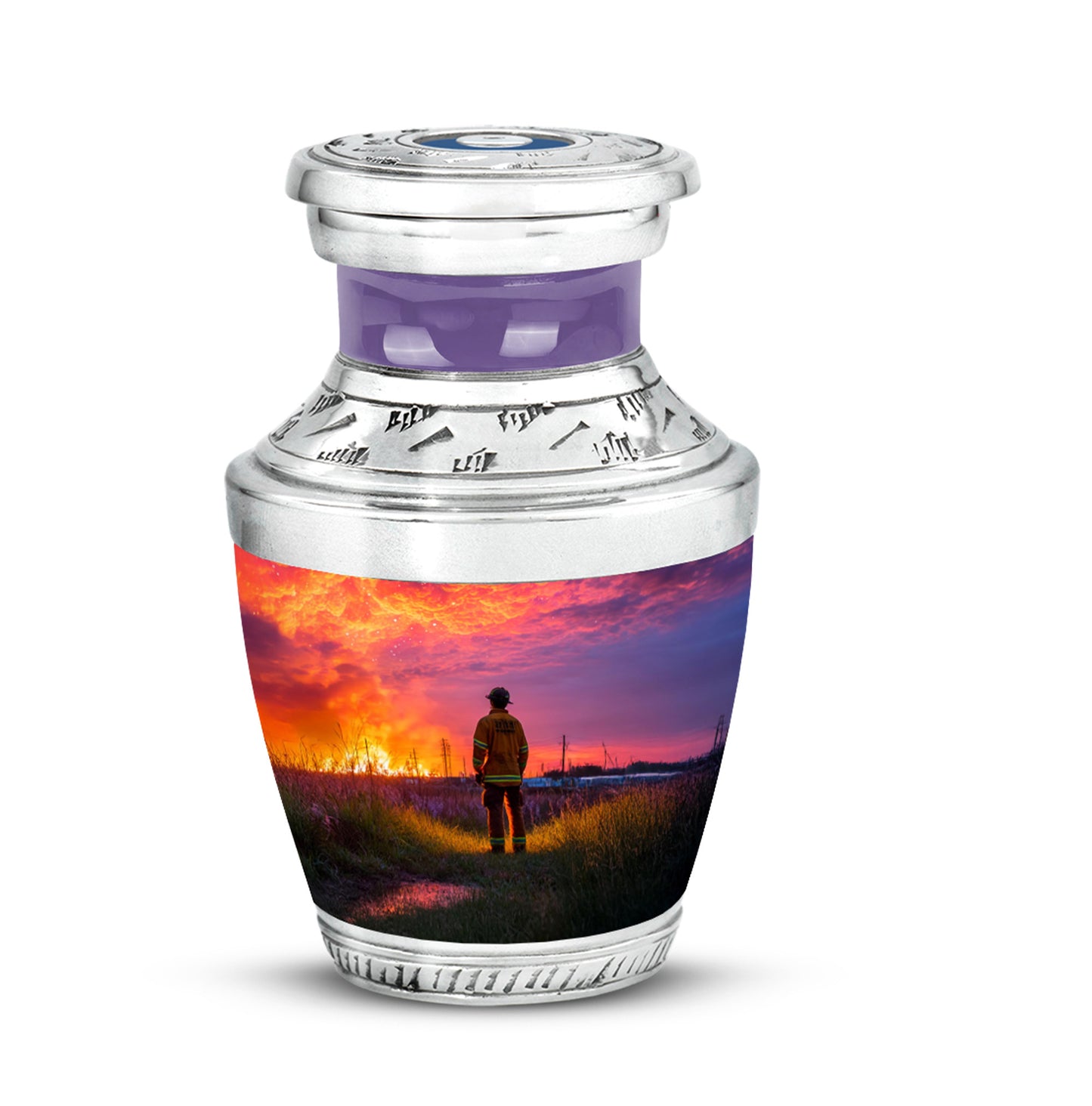 Personalized Purple Firefighter Cremation Urns for Ashes - Peaceful 10-inch - Yatskia