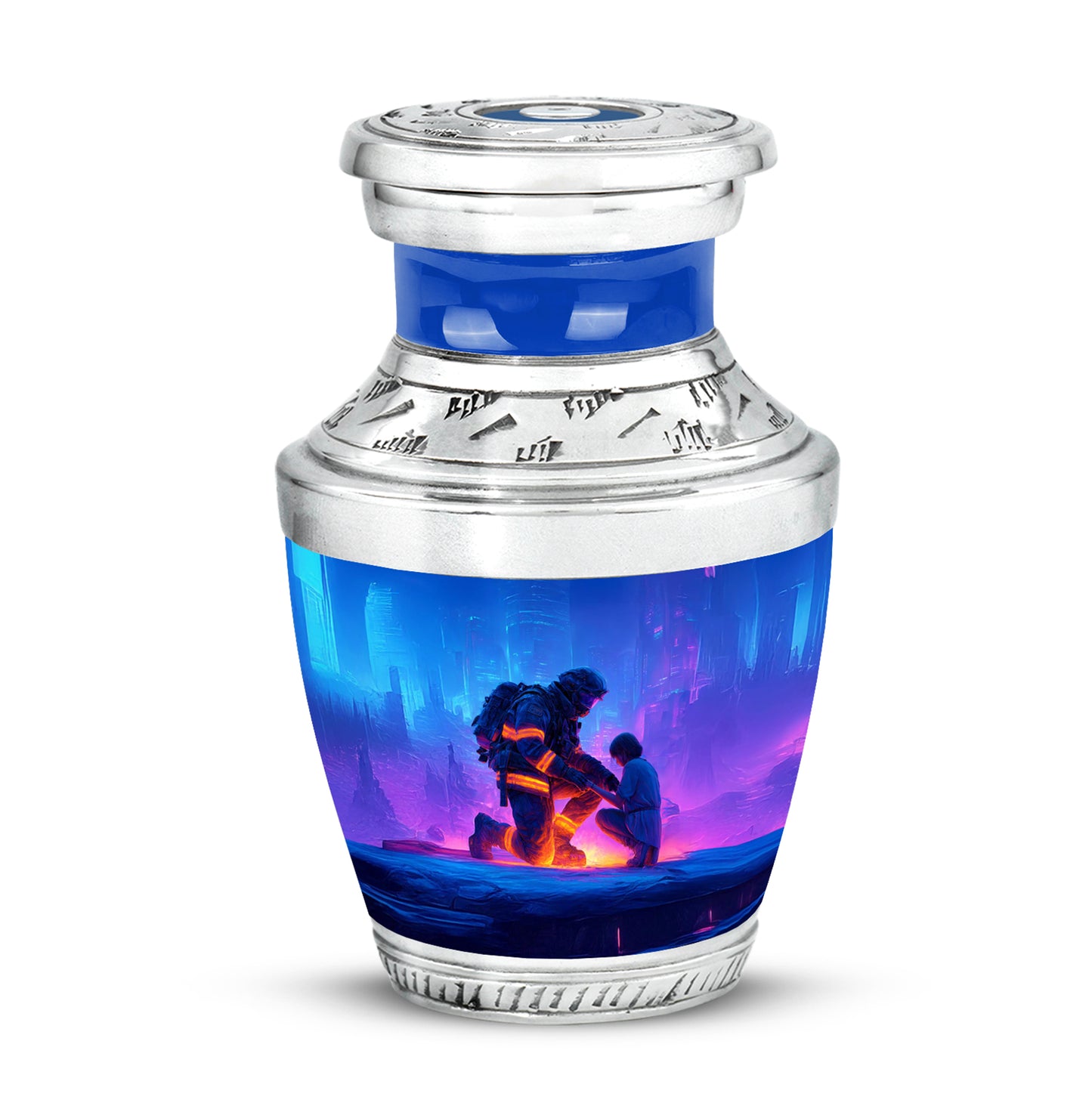 Sublime Firefighter Cremation Urns for Human Ashes - Blue 10-inch - Yatskia