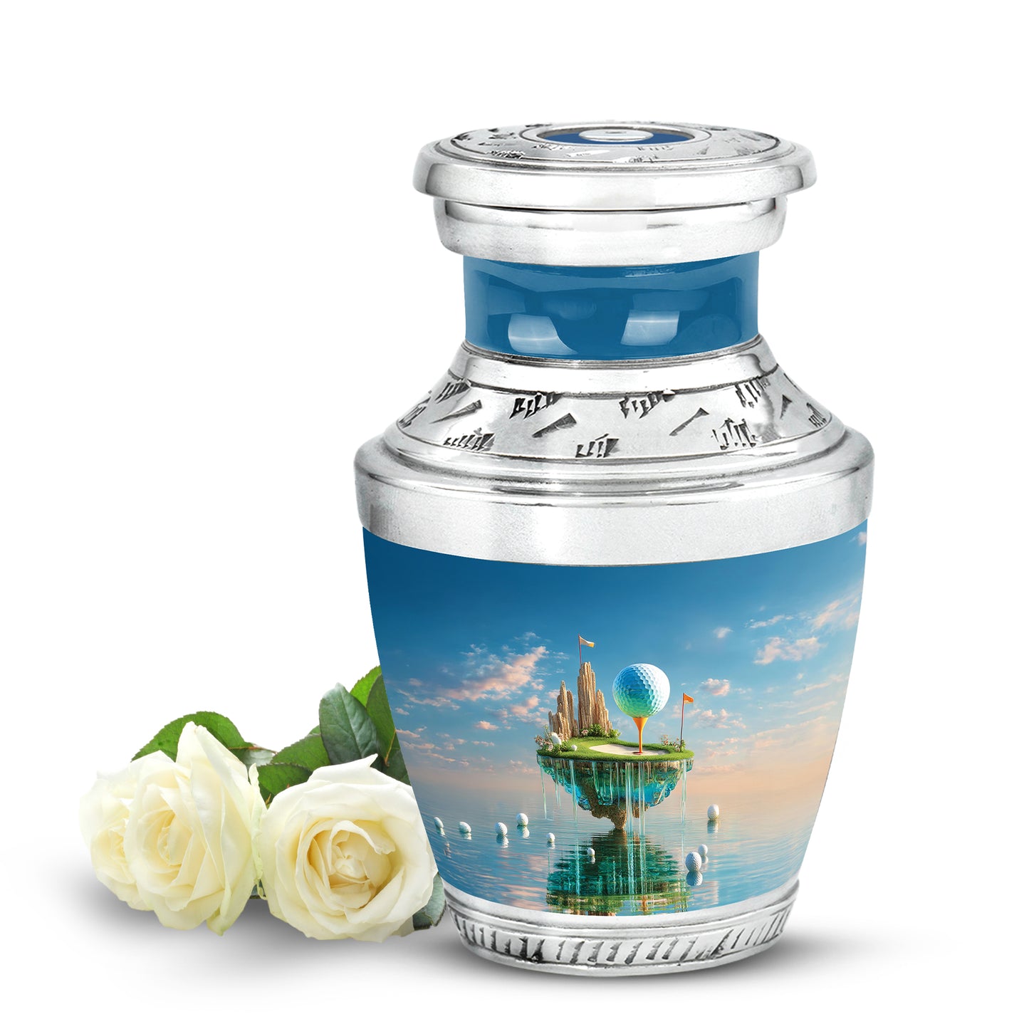 Personalized Golf Cremation Urns - Eminent Blue 10-inch, 200 cu in - Yatskia