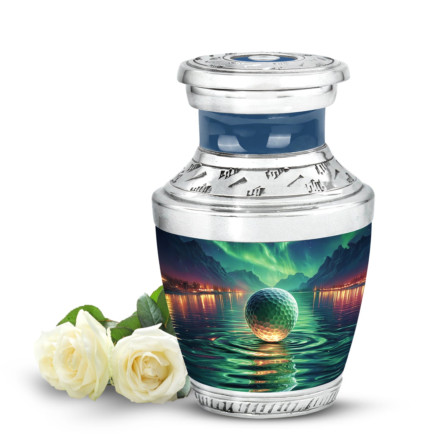 Teal Serene Golf Memorial Urn for Ashes - 10-inch, 200 cu in - Yatskia