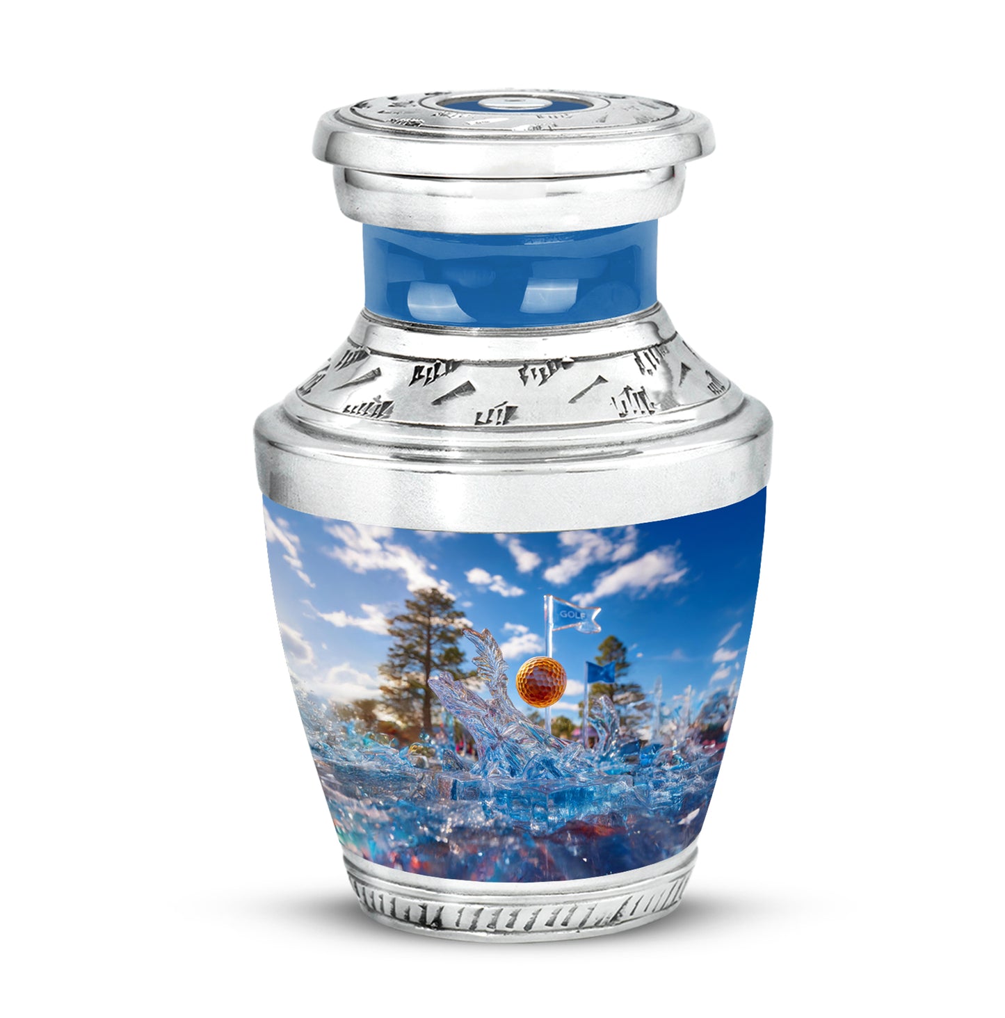Luminous Blue Golf Comfort Urn for Human Ashes - 10-inch, 200 cu in - Yatskia