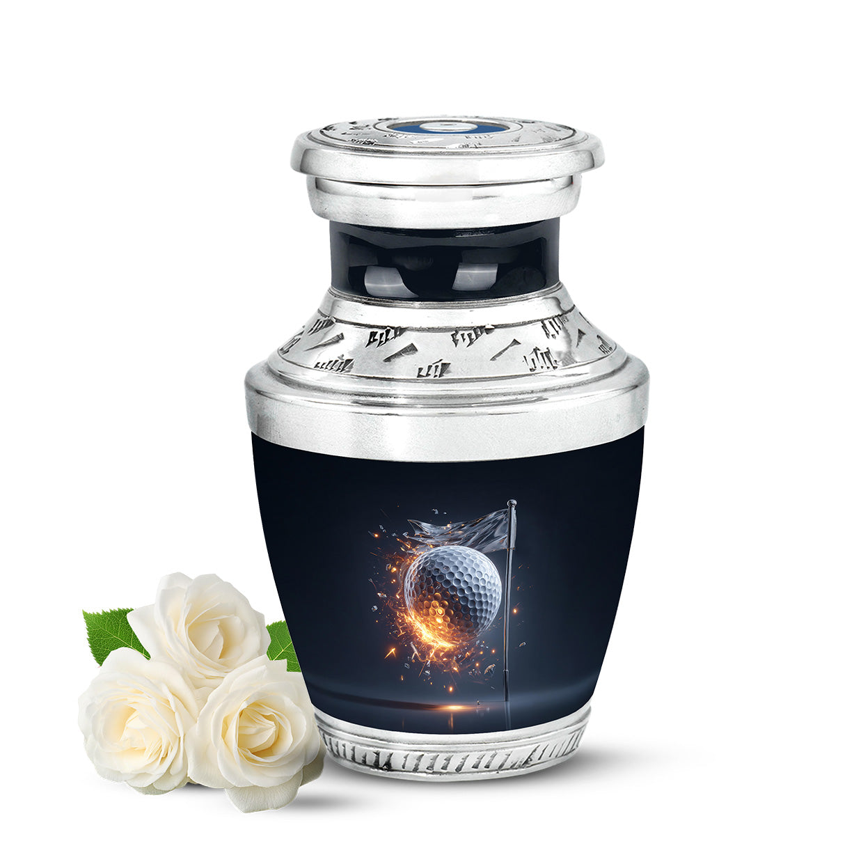Luminous Blue Golf Embrace Urn for Human Ashes - 10-inch, 200 cu in - Yatskia