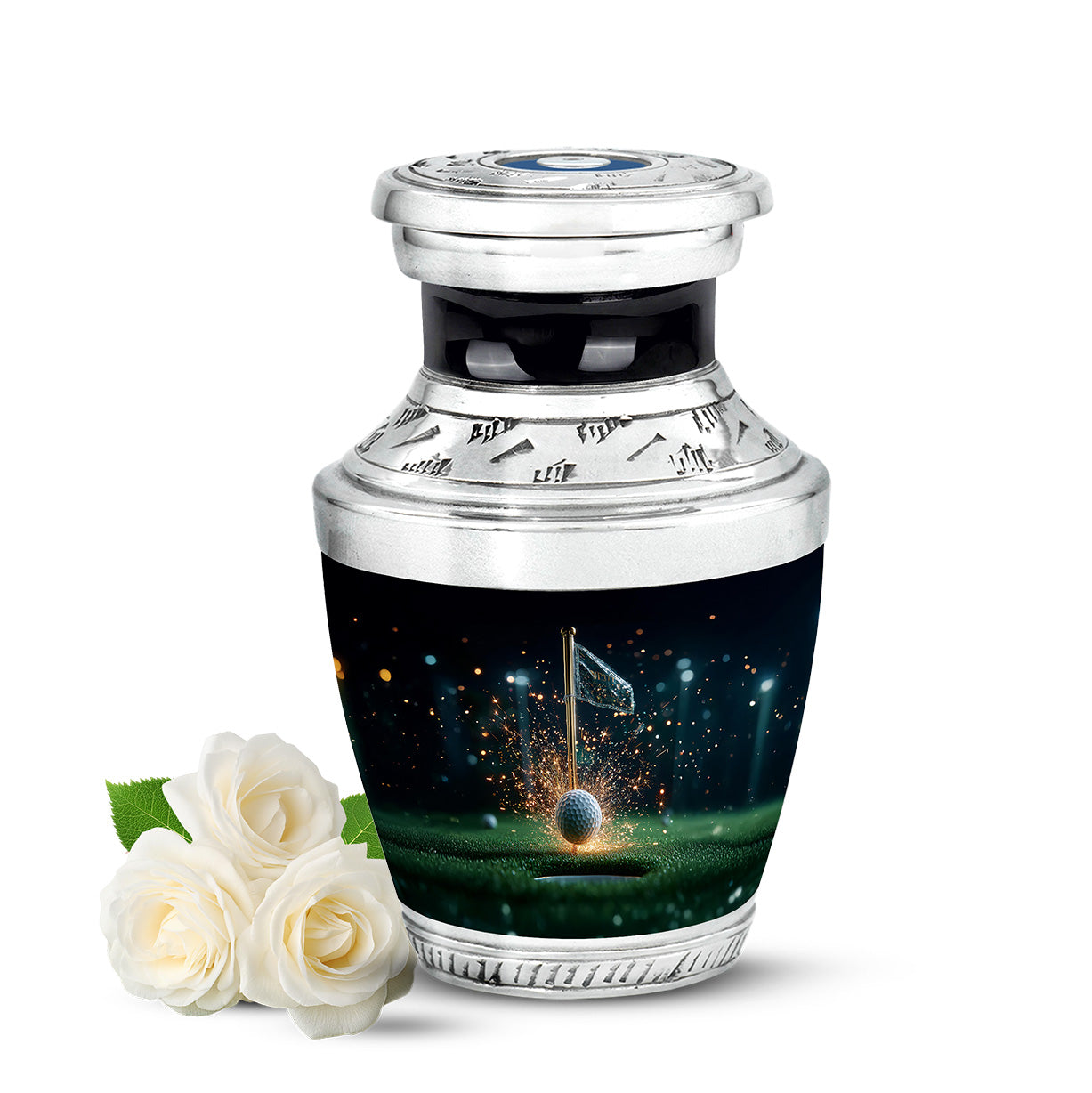 Everlasting Black Golf Sentinel Urn for Human Ashes - 10-inch, 200 cu in - Yatskia