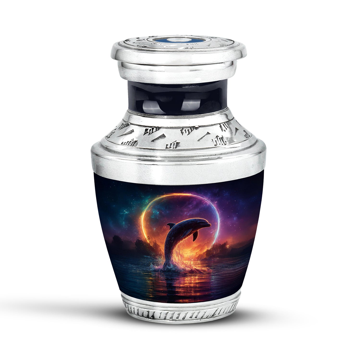 Personalized Blue Revered Dolphin Cremation Urns for Human Ashes - 10-inch, 200 cu in - Yatskia