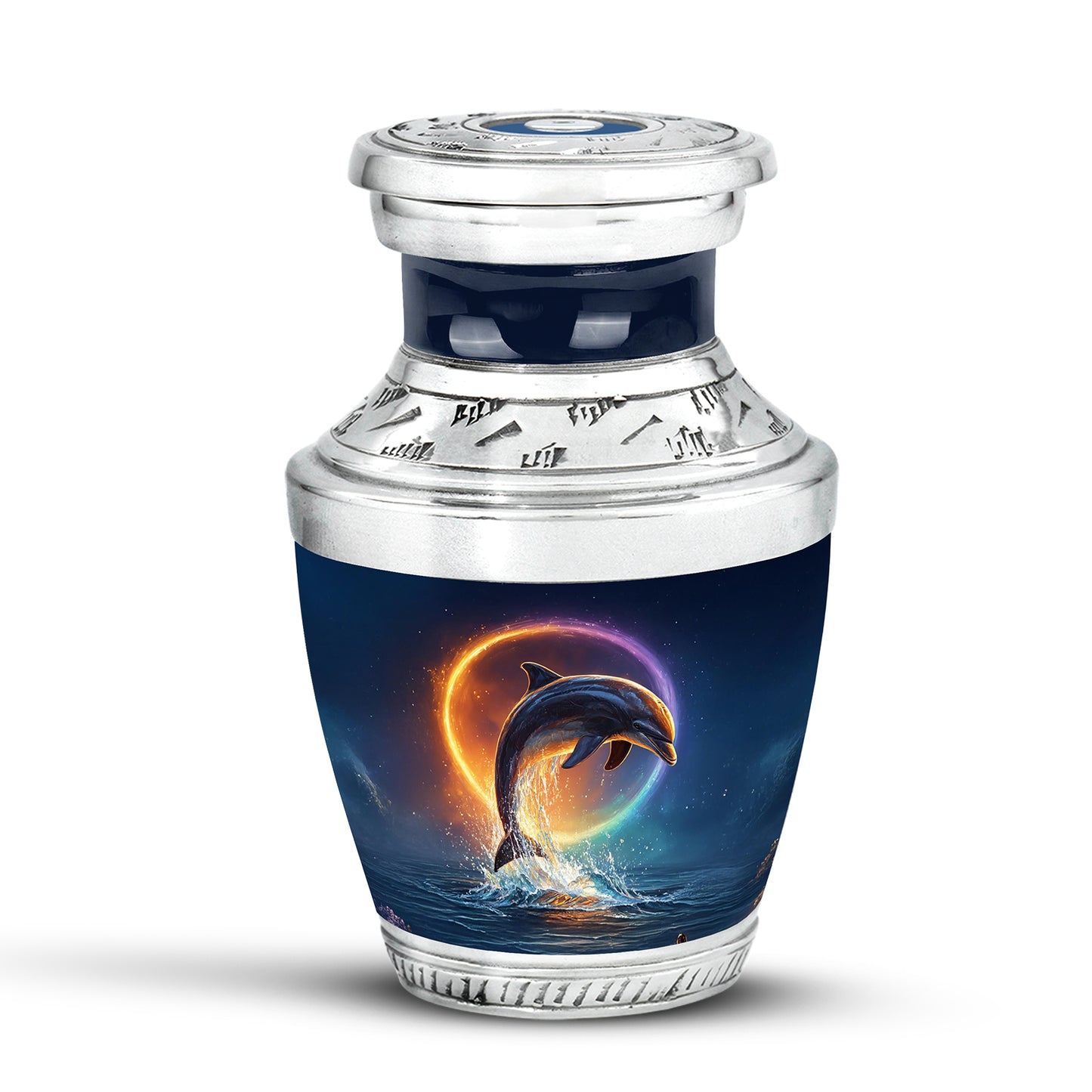 Everlasting Blue Dolphin Dedication Urn for Human Ashes - 10-inch, 200 cu in - Yatskia