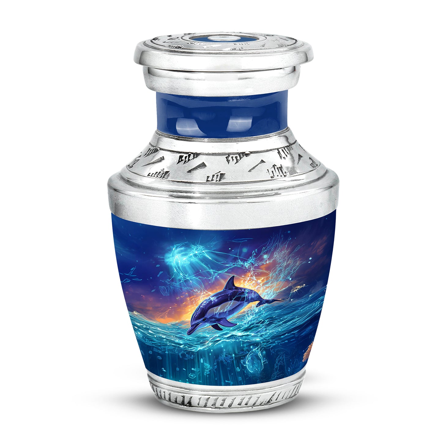 Blue Venerable Dolphin Cremation Urns for Human Ashes - 10-inch, 200 cu in - Yatskia