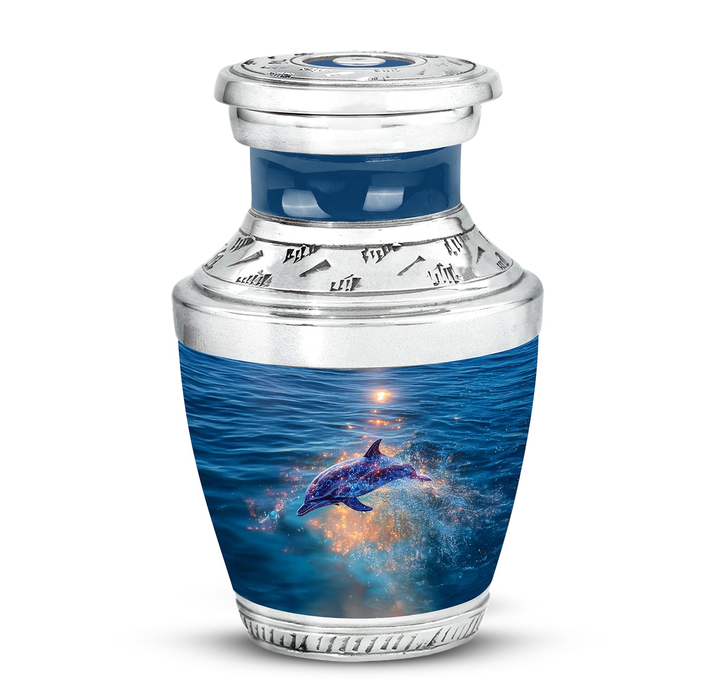 Blue Breathtaking Dolphin Memorial Urn for Ashes - 10-inch, 200 cu in - Yatskia