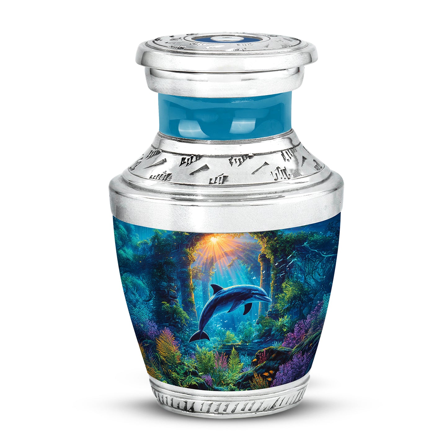 Gray Resounding Dolphin Memorial Urn for Ashes - 10-inch, 200 cu in - Yatskia
