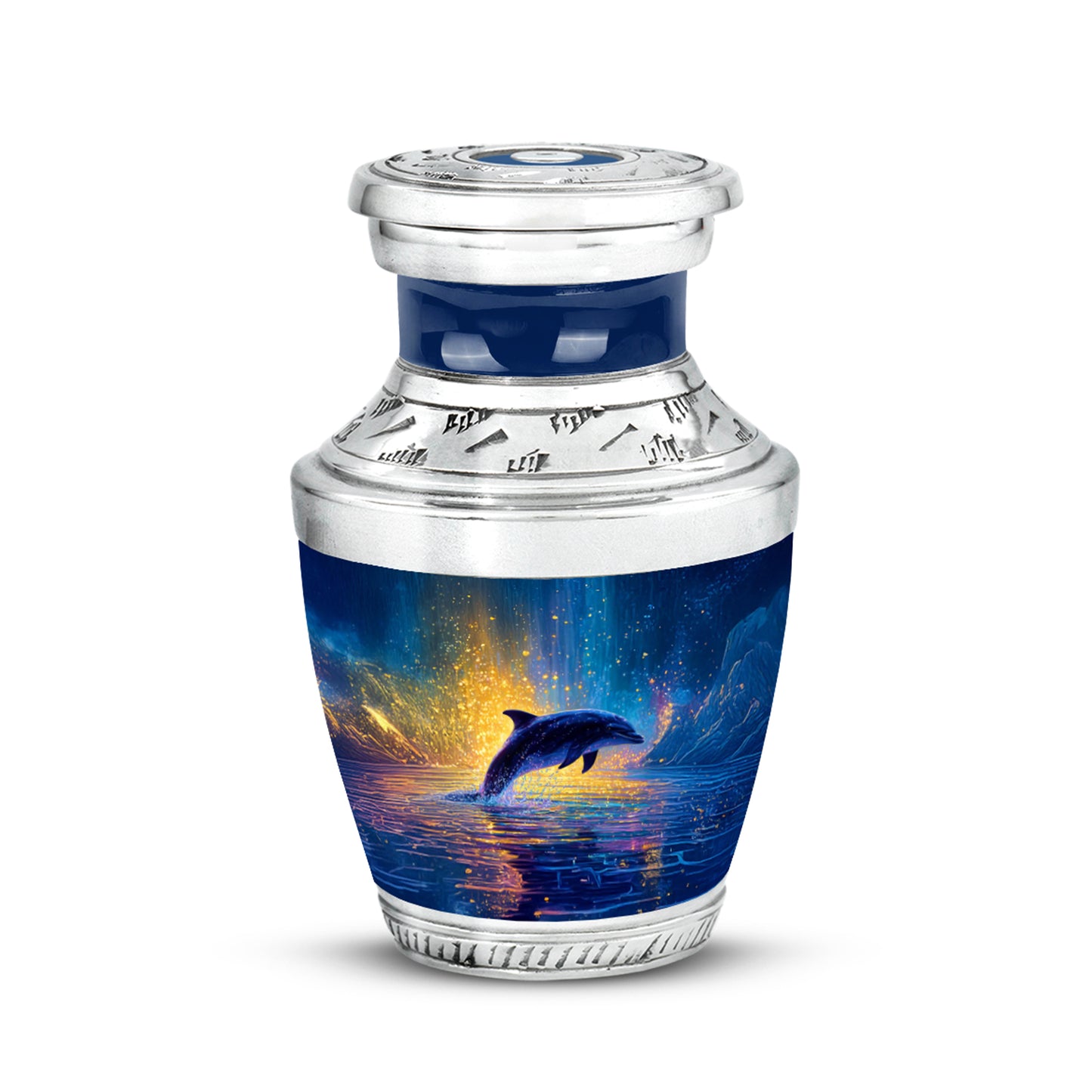 Personalized Blue Dolphin Cremation Urns for Ashes - Transcendent 10-inch - Yatskia