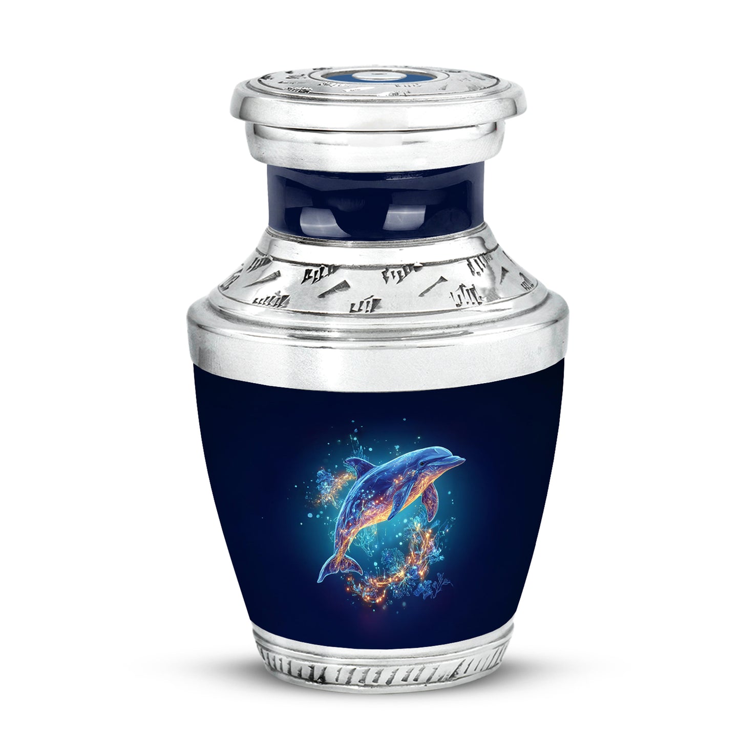 Personalized Dolphin Cremation Urns - Eminent Blue 10-inch, 200 cu in - Yatskia