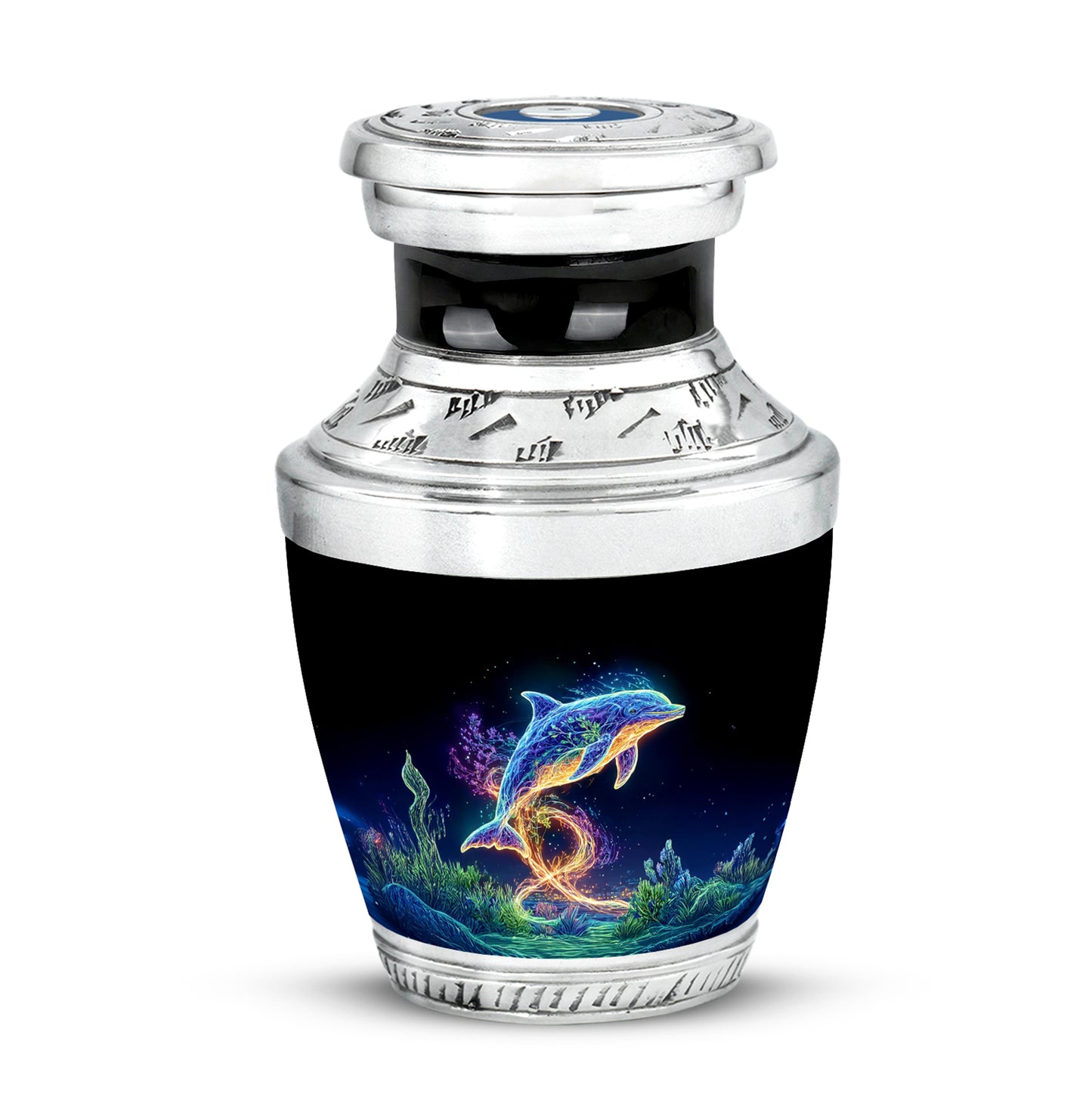 Personalized Refined Dolphin Cremation Urns - Black 10-inch, 200 cu in - Yatskia