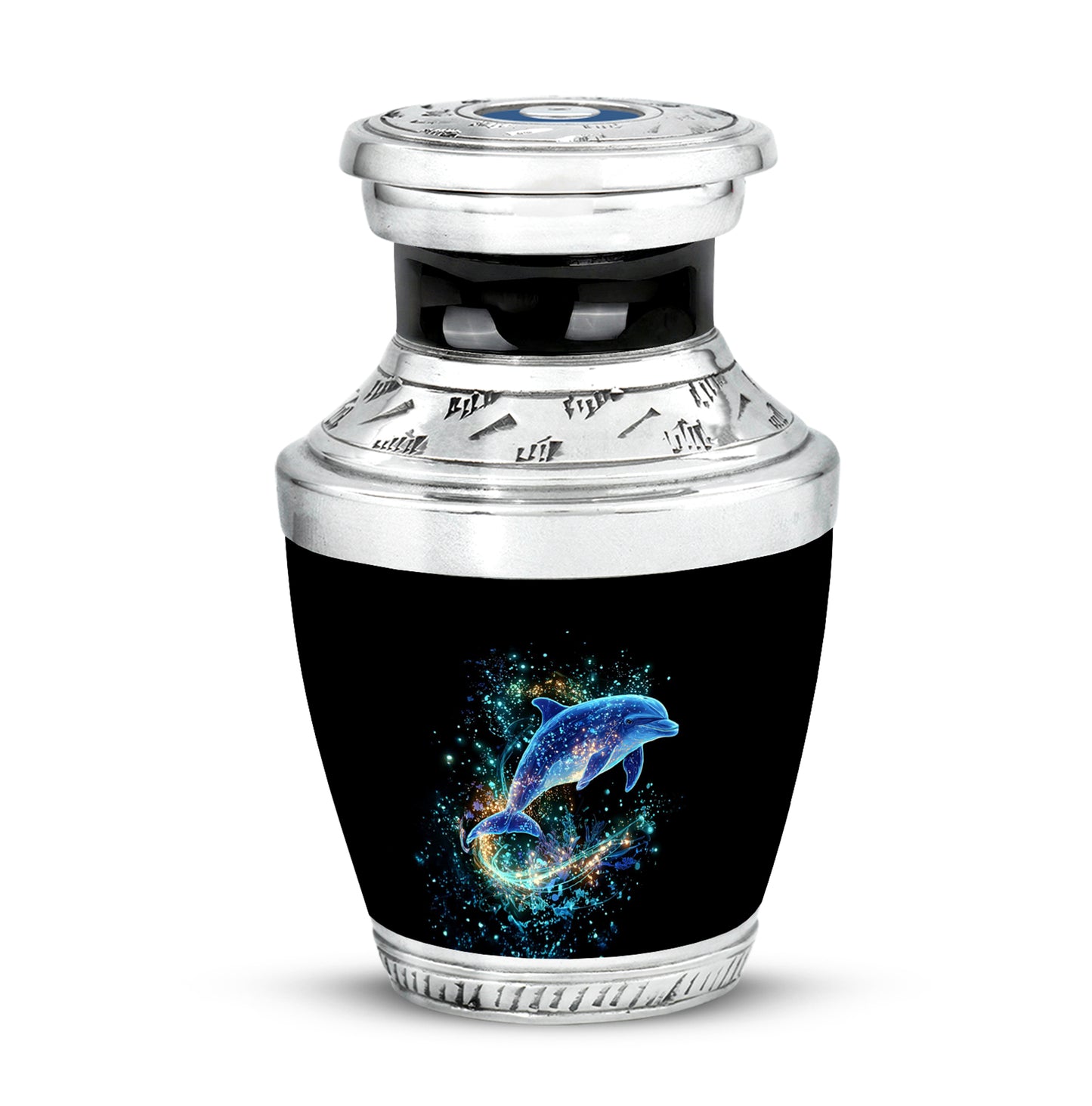 Personalized Black Heavenly Dolphin Cremation Urns for Human Ashes - 10-inch, 200 cu in - Yatskia