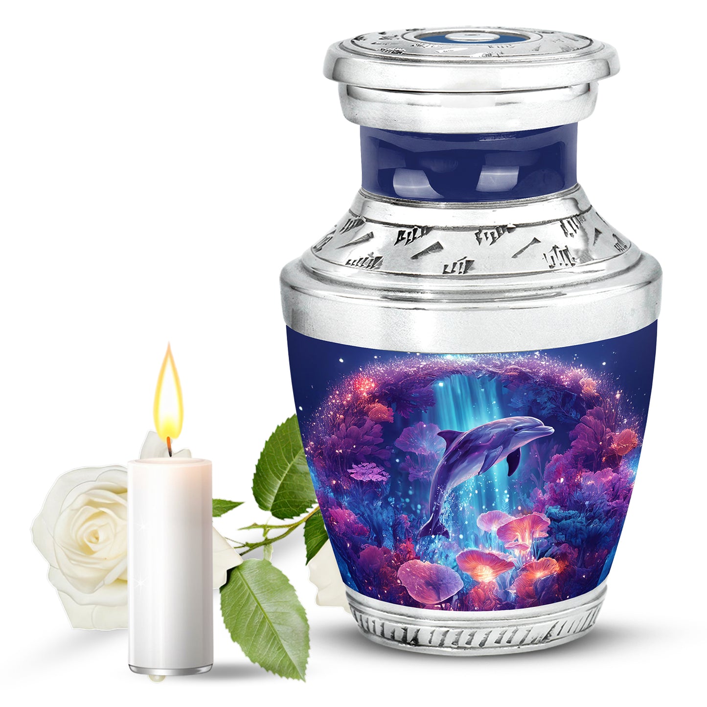 Personalized Eternal Dolphin Cremation Urns - Blue 10-inch, 200 cu in - Yatskia
