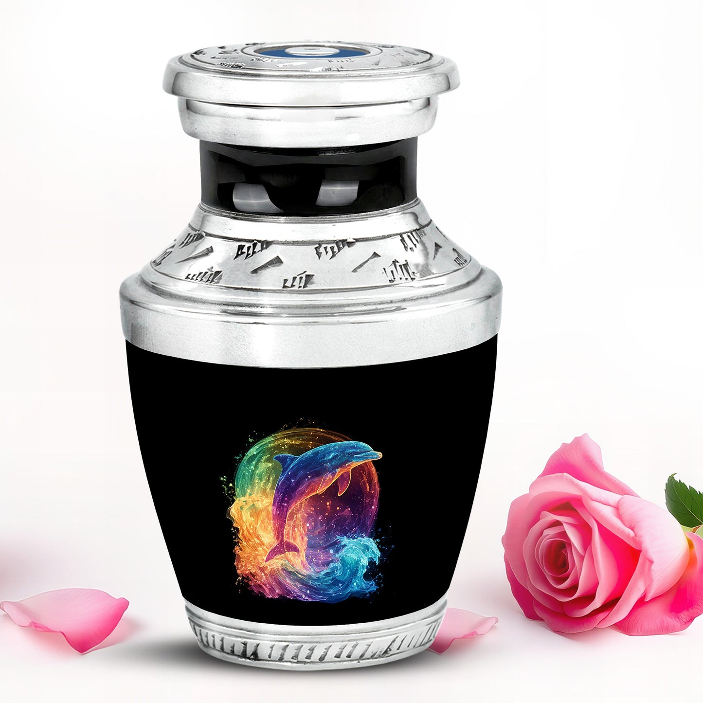Ethereal Dolphin Memorial Cremation Urns - Black 10-inch, 200 cu in - Yatskia