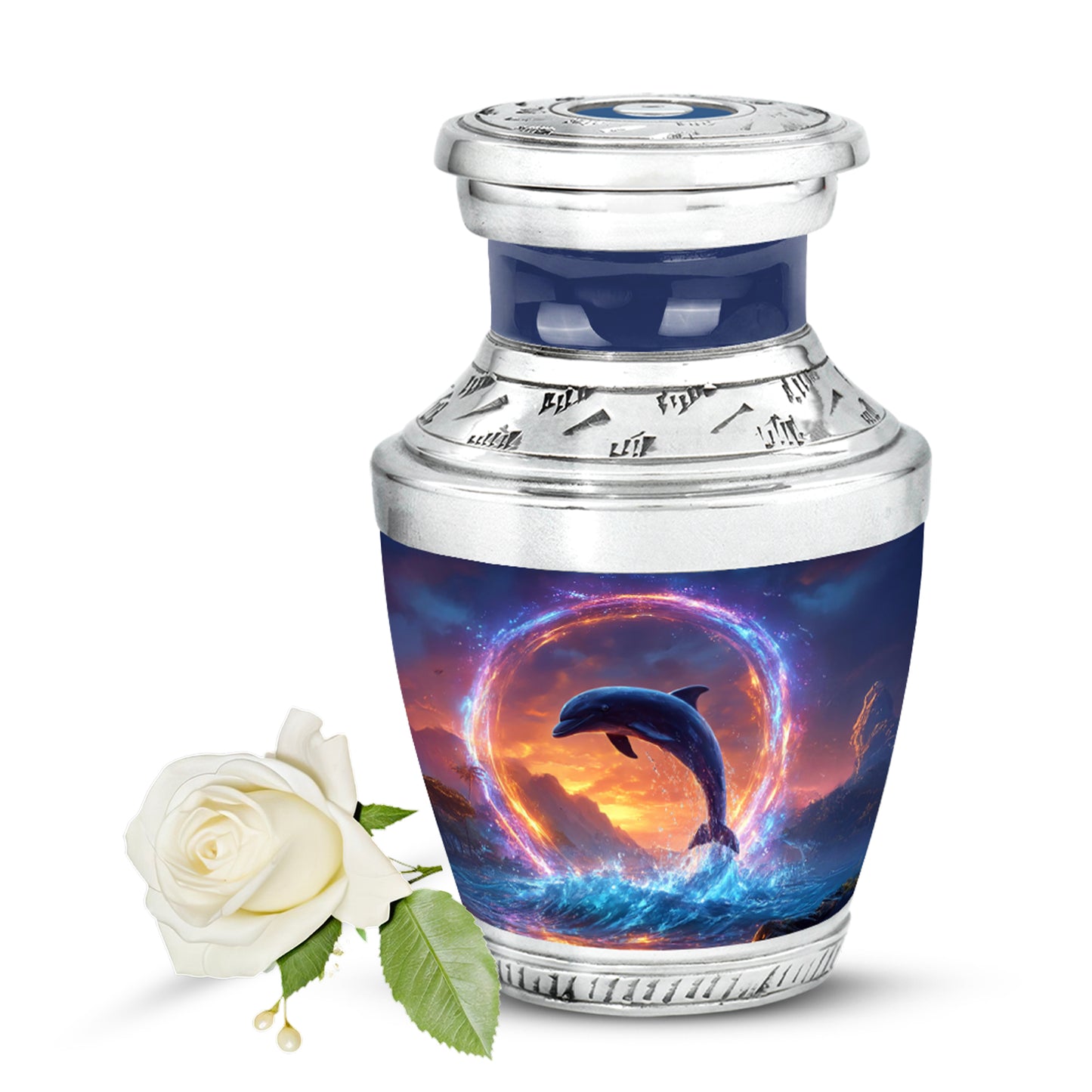 Personalized Dolphin Cremation Urns - Tranquil Blue 10-inch, 200 cu in - Yatskia