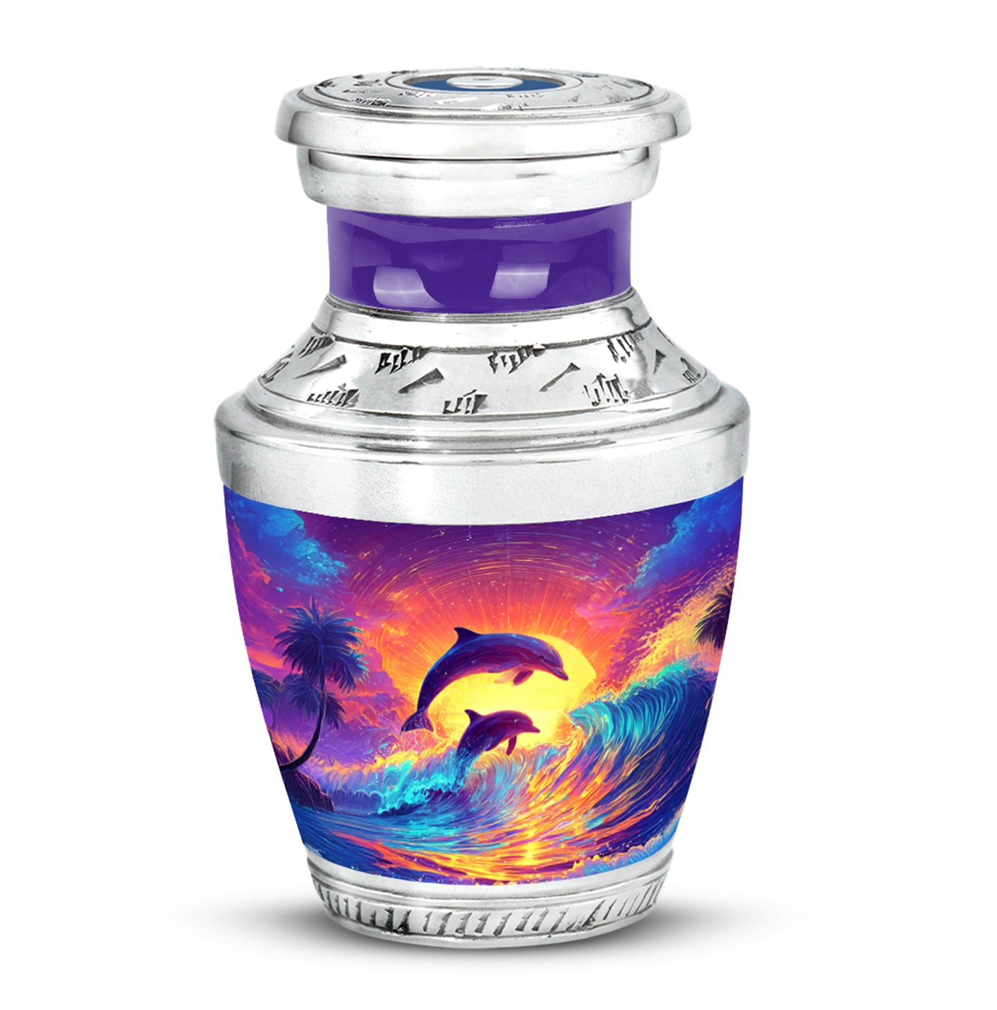 Graceful Purple Dolphin Remembrance Urn for Human Ashes - 10-inch, 200 cu in - Yatskia