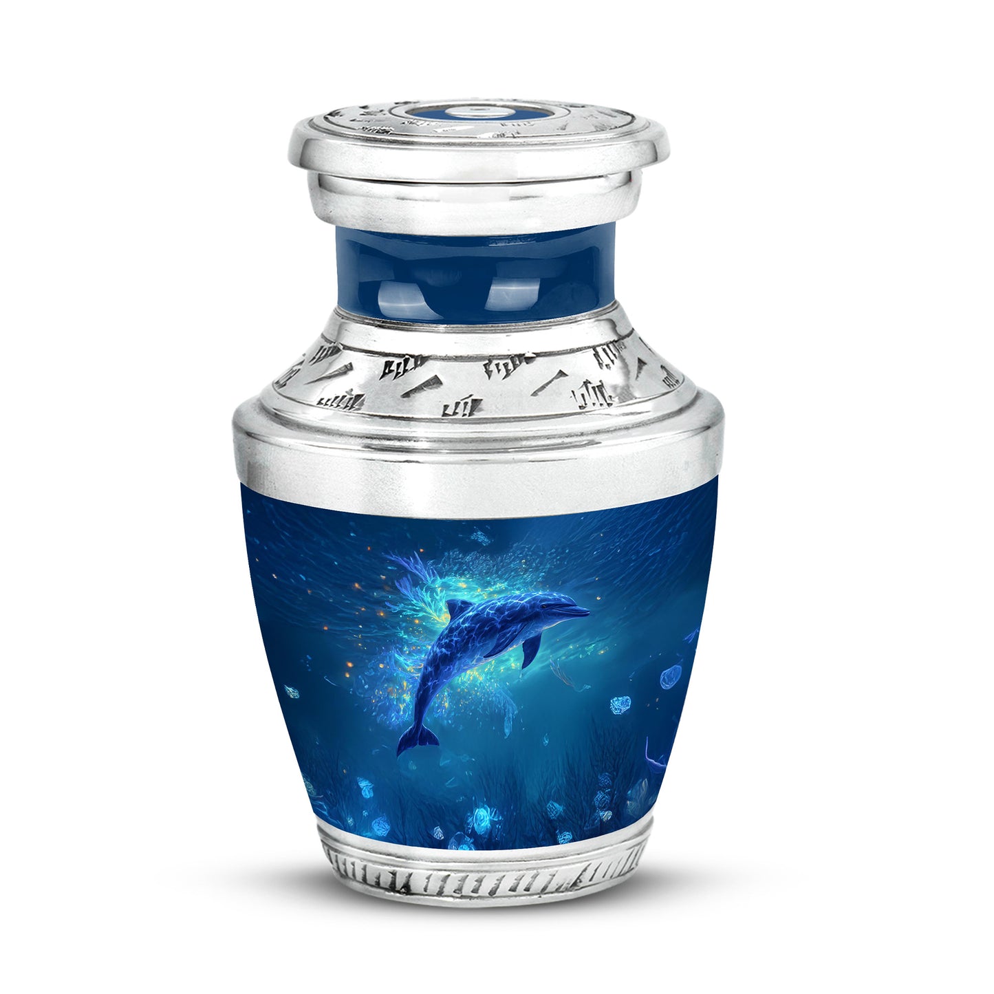 Distinguished Blue Dolphin Cremation Urn for Ashes - 10-inch, 200 cu in - Yatskia