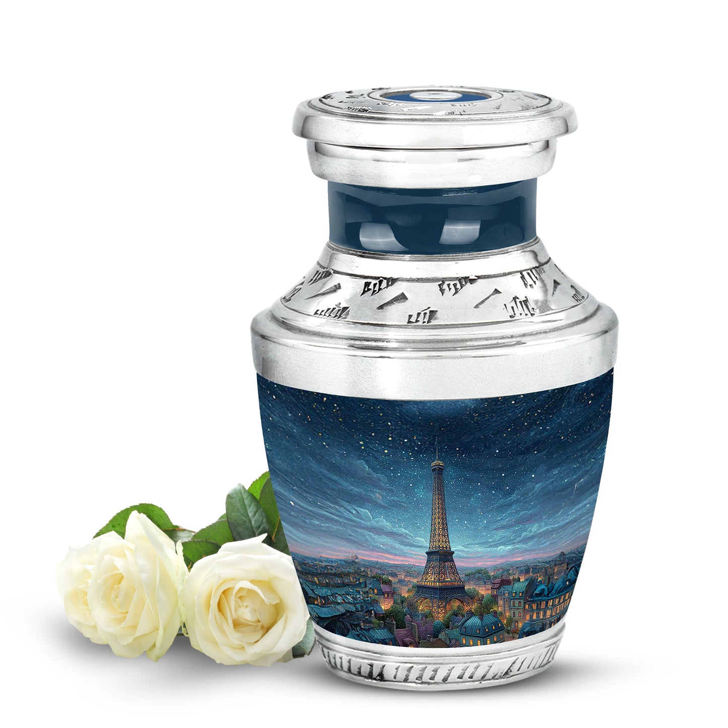 Stunning Blue Eiffel Tower Remembrance Urn for Human Ashes - 10-inch, 200 cu in - Yatskia