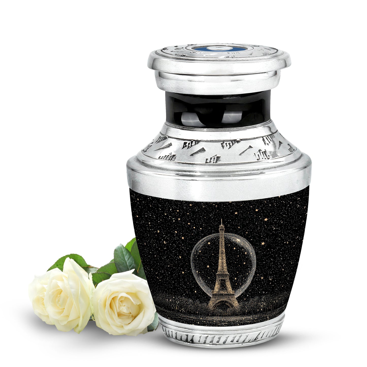 Dignified Black Eiffel Tower Cremation Urn for Ashes - 10-inch, 200 cu in - Yatskia