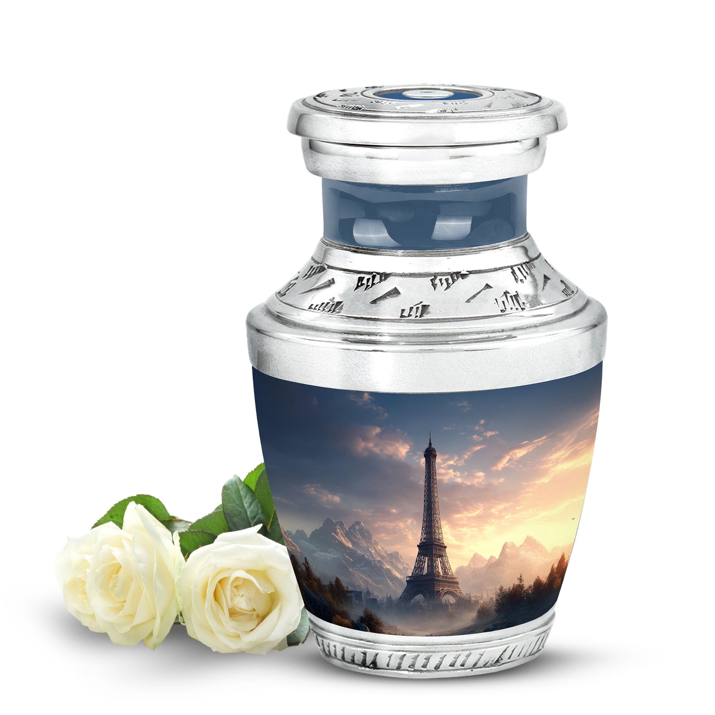 Blue Eiffel Tower Resting Place Cremation Urns for Human Ashes - 10-inch, 200 cu in - Yatskia
