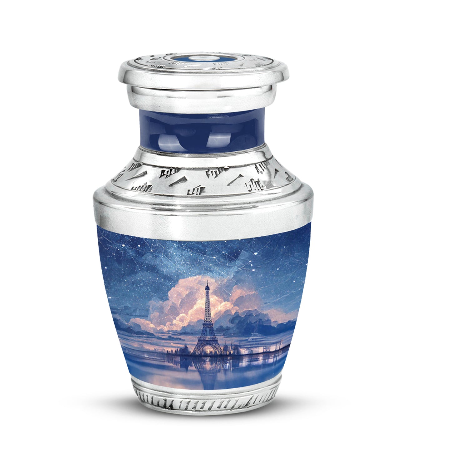 Blue Stately Eiffel Tower Cremation Urns for Human Ashes - 10-inch, 200 cu in - Yatskia