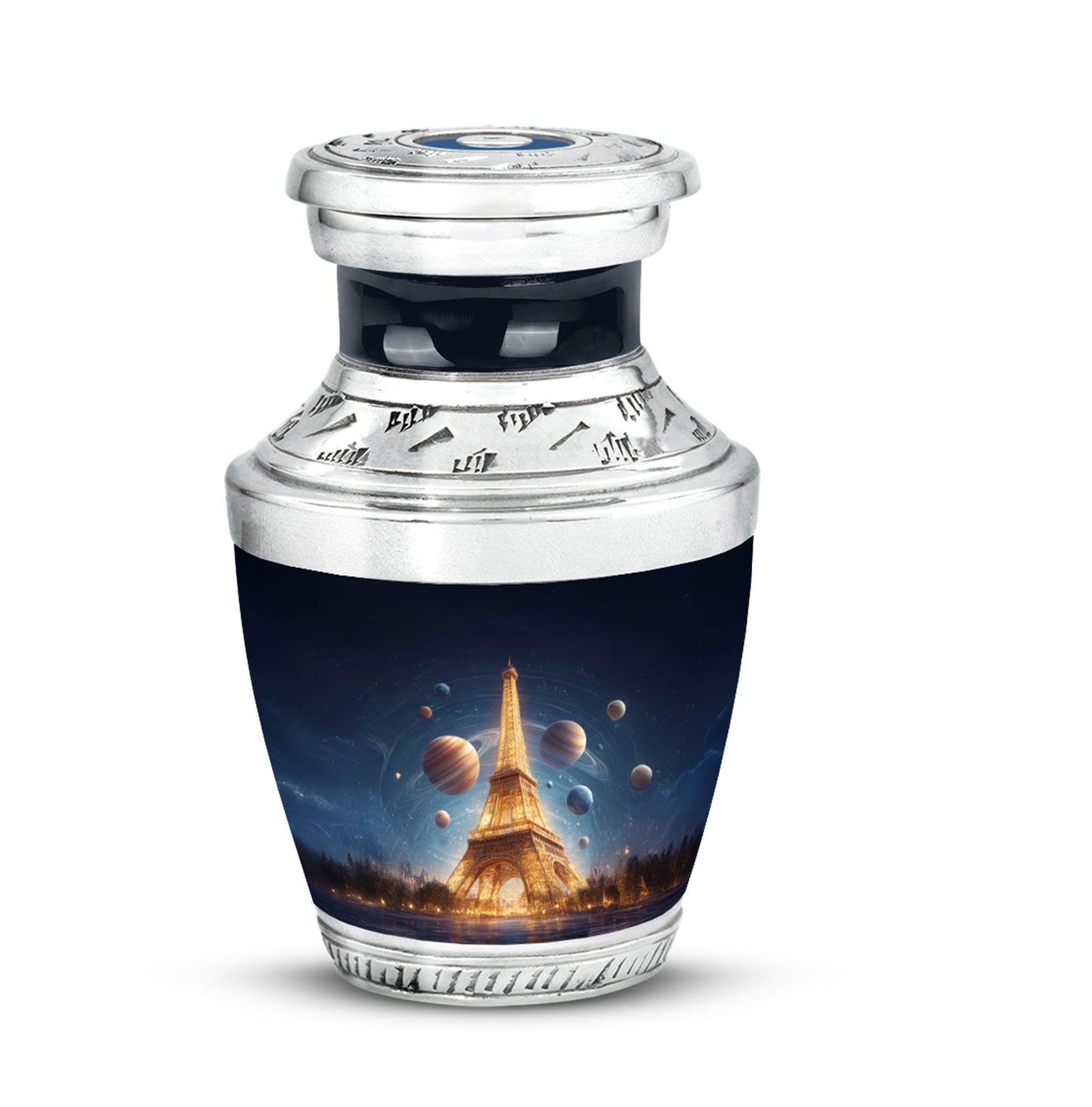 Lustrous Eiffel Tower Cremation Urns for Human Ashes - Blue 10-inch - Yatskia