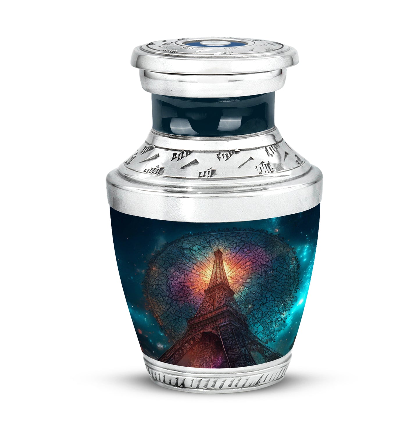 Personalized Elegant Eiffel Tower Cremation Urns - Blue 10-inch, 200 cu in - Yatskia