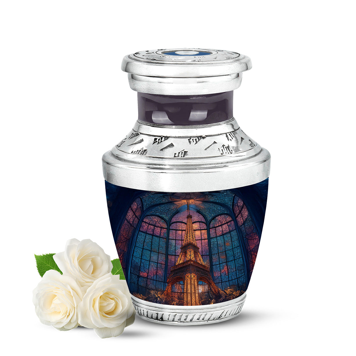 Personalized Blue Eiffel Tower Cremation Urns for Ashes - Transcendent 10-inch - Yatskia