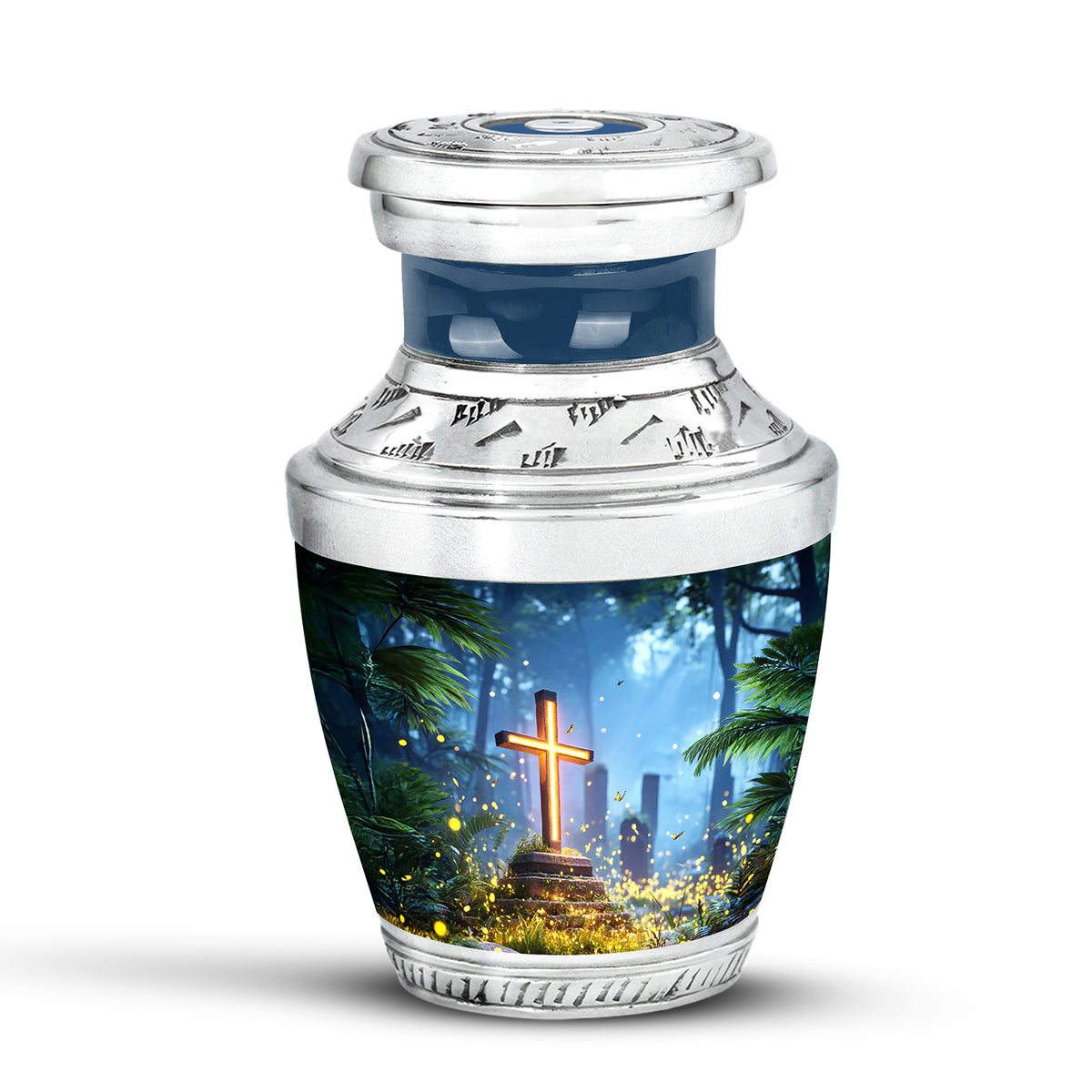 Personalized Seraphic Cross Cremation Urns - Blue - Yatskia