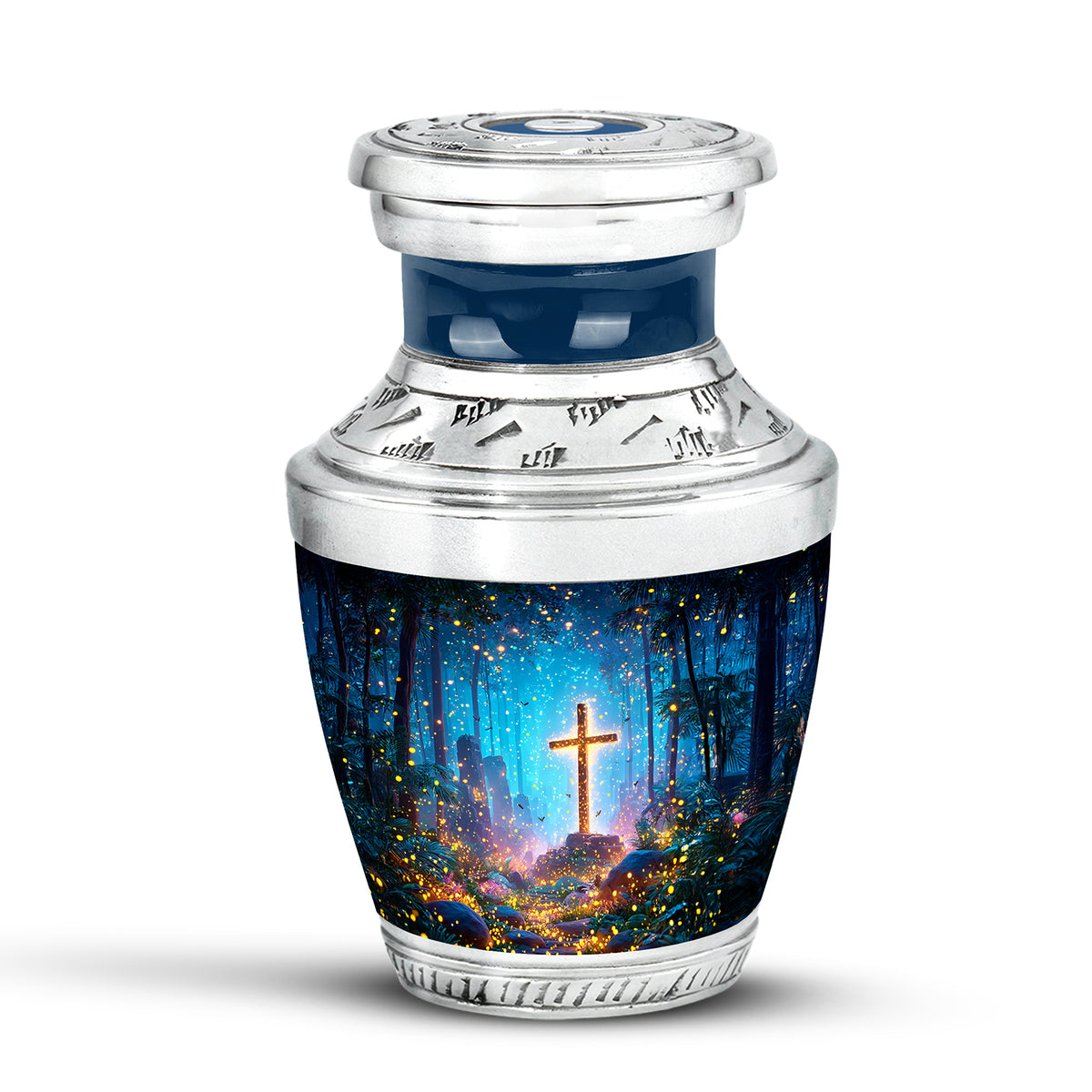 Personalized Blue Cross Cremation Urns for Ashes - Enchanting - Yatskia