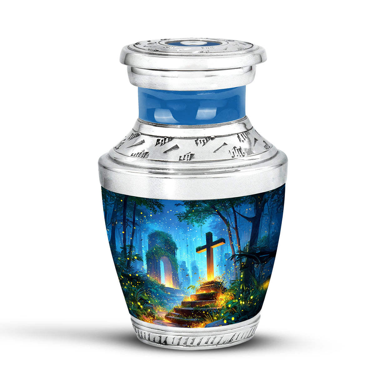 Distinguished Blue Cross Cremation Urn for Ashes - Yatskia