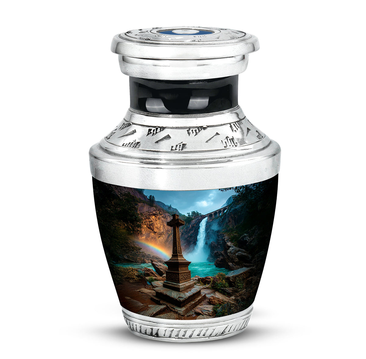 Personalized Blue Steadfast Cross Cremation Urns for Human Ashes - Yatskia