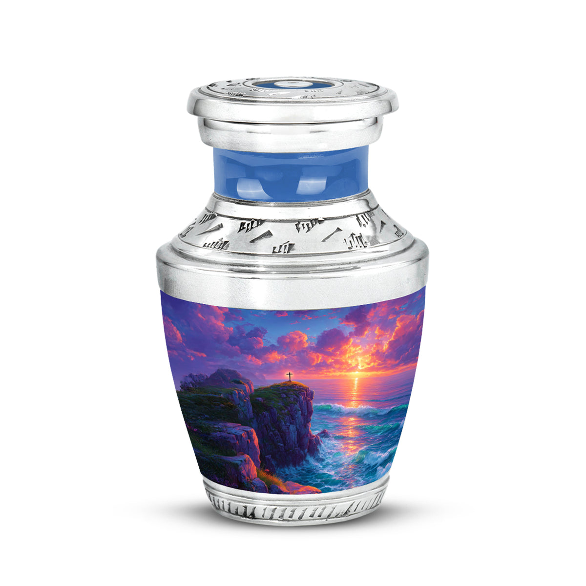 Blue Breathtaking Cross Memorial Urn for Ashes - Yatskia
