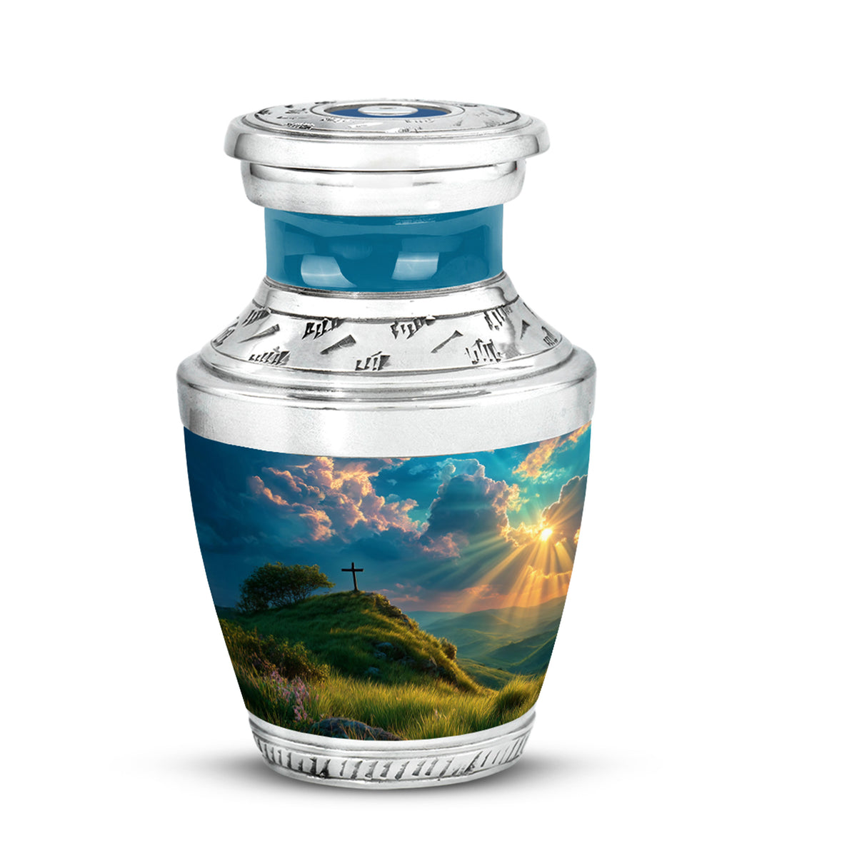 Remarkable Cross Memorial Cremation Urns - Teal - Yatskia
